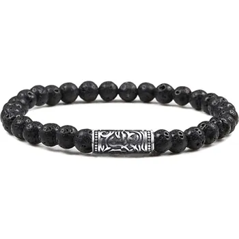 Náramek Daniel Dawson Pánský korálkový náramek Brandon - lávový kámen, různé velikosti NR2028/19 Černá 19 cm