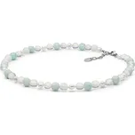 Gaura Pearls Korálkový náhrdelník Trea - perla, opál, amazonit, chirurgická ocel 242-11 Stříbrná 42 cm + 4 cm (prodloužení)