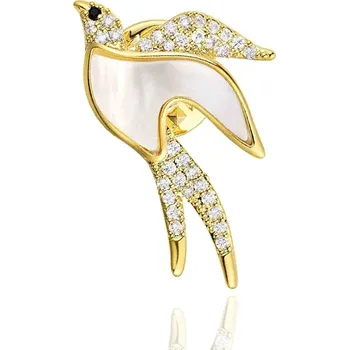 Brož Éternelle Brož se zirkony Ingoiare - vlašťovka B7019-TS00643 Bílá/čirá