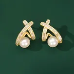 JAY Náušnice s perlou a zirkony Carlotta JAY-0076-D03-405 Zlatá Bílá