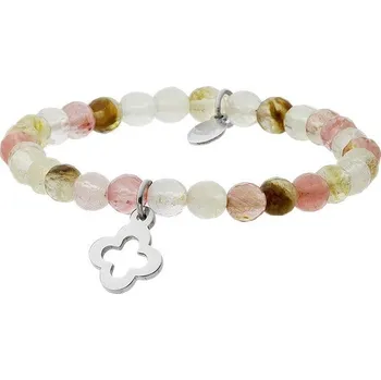 Náramek Manoki Náramek Elena chirurgická ocel a přírodní křemen - květina BA389M Barevná/více barev 17,5 cm