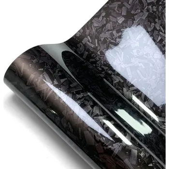 Stínítko do auta Lesklá černá autofólie 30x150 cm s efektem kovaného karbonu Samolepicí PVC fólie pro auto a motorku