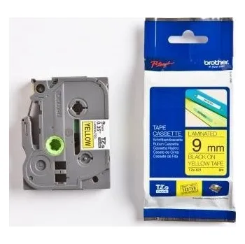 Pásek do tiskárny Brother TZ-621 / TZe-621, 9mm x 8m, černý tisk / žlutý podklad
