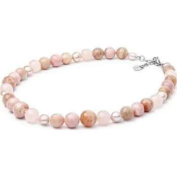 Náhrdelník Gaura Pearls Náhrdelník s polodrahokamy Amira - perla, sluneční kámen, opál, křemen 202-51 Barevná/více barev 49 cm