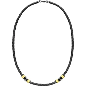 Náhrdelník Manoki Pánský náhrdelník Leon přírodní kůže a chirurgická ocel WA688G Černá 45 cm