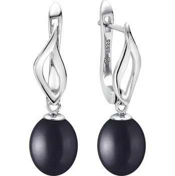 Náušnice Gaura Pearls Stříbrné náušnice s černou 7.5-8 mm perlou Paloma, stříbro 925/1000 SK22110EL/B Černá