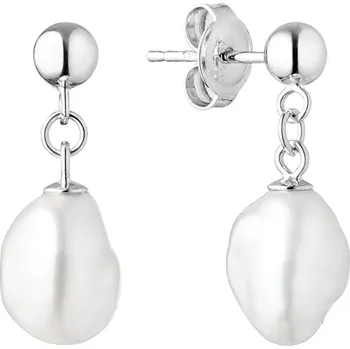 Náušnice Gaura Pearls Stříbrné náušnice s řiční perlou Katie, stříbro 925/1000 MS20495E Bílá