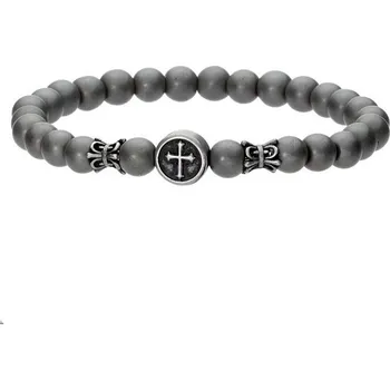 Náramek Manoki Pánský náramek Callum chirurgická ocel a přírodní hematit BA493S Šedá 21 cm