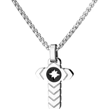 Náhrdelník Manoki Pánský ocelový náhrdelník Claudio - chirurgická ocel, kříž WA611 Stříbrná 65 cm