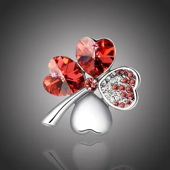 Brož Sisi Jewelry Brož Swarovski Elements Čtyřlístek - různé barvy B1060-X9554/2 Červená