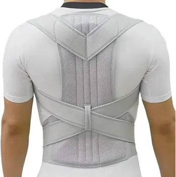 Nastavitelný korektor držení těla Prodyšný pás na záda a ramena Pomůcka pro správné držení páteře Pohodlná ortéza na denní nošení šedá M