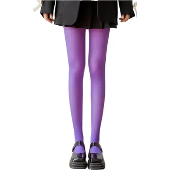 Dámské ponožky Dámské elastické punčocháče s vysokým pasem Průsvitné elegantní punčochy Tvarující spodní prádlo Módní doplněk k šatům fialová