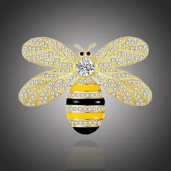 Brož Éternelle Brož Swarovski Elements Josette Gold - včela B7013 Zlatá