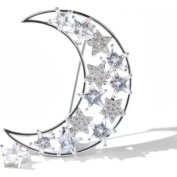 Brož Éternelle Vánoční brož Swarovski Elements Rosana - měsíc B3009-LXT0212 Bílá/čirá