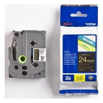 Pásek do tiskárny Brother TZ-354 / TZe-354, 24mm x 8m, zlatý tisk / černý podklad