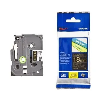 Pásek do tiskárny Brother TZ-344 / TZe-344, 18mm x 8m, zlatý tisk / černý podklad