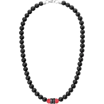 Náhrdelník Manoki Pánský náhrdelník Achille - 8 mm červený jaspis, onyx X-WA693BR/45 Červená 45 cm