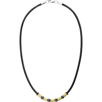 Náhrdelník Manoki Pánský náhrdelník Sergio přírodní kůže a chirurgická ocel WA700G Černá 45 cm