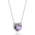 GRACE Silver Jewellery Stříbrný náhrdelník Swarovski Elements Angela Violet stříbro 925/1000 NH-004-4 Fialová 40 cm + 5 cm (prodloužení)