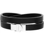 Manoki Pánský náramek Orlando - pravá kůže, chirurgická ocel BA446B Černá