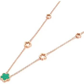 Náhrdelník Victoria Filippi Stainless Steel Náhrdelník se zeleným květem Fiora Rose Gold - chirurgická ocel NH-N22082R/135 Zlatá 40 cm + 5 cm (prodloužení)