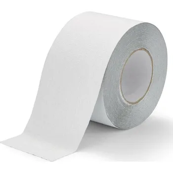 Výstražná páska Bílá korundová protiskluzová páska FLOMA Standard - 18,3 m x 10 cm a tloušťka 0,7 mm, 80081045