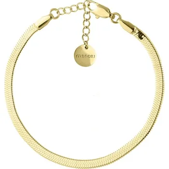 Náramek Manoki Ocelový náramek Anna Gold, 3 mm plochý had, chirurgická ocel BA974G Zlatá 16 cm + 3 cm (prodloužení)