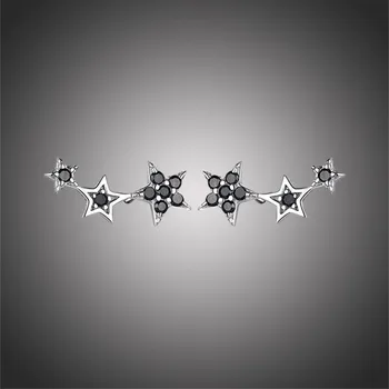 Náušnice GRACE Silver Jewellery Stříbrné náušnice se zirkony Alesa Black, stříbro 925/1000, hvězdy E-SCE175-2/38 Černá