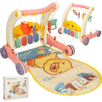Hrací deka Vzdělávací dětská podložka 2v1 kachna s klavírem + tlačitko