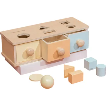 Dřevěná hračka Montessori dřevěný box s tvary a zásuvkami Edukační senzorická hračka pro děti Rozpoznávání tvarů Barevná učební pomůcka