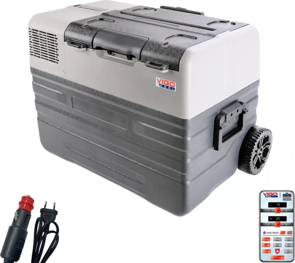 Přenosná kompresorová autochladnička Vigo Cool V42W, 42 l, 12/24/230V, Rukojeť a kolečka