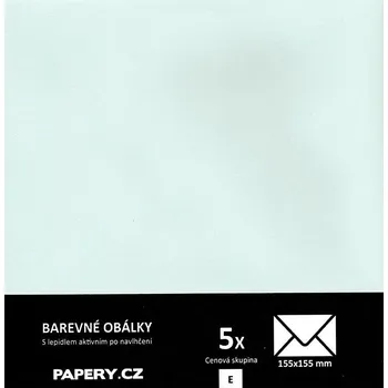 Obálka HYBLER S.R.O. barevná obálka 155x155 mm PASTELOVÁ ZELENÁ, 5 kusů, 120 gm2, olizová HBLR109