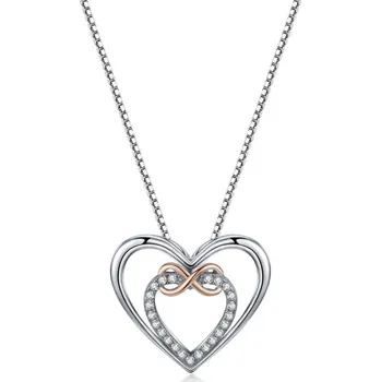 Náhrdelník GRACE Silver Jewellery Stříbrný náhrdelník se zirkony Dolores - stříbro 925/1000, srdce NH-SCN121/5 Stříbrná 45 cm