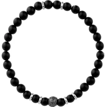 Náramek Manoki Korálkový náramek Jorge - 6 mm černý onyx, etno styl BA861BS Černá 21 cm