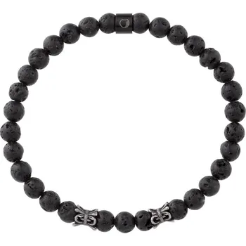 Náramek Manoki Korálkový náramek Luis - 6 mm lávový kámen, etno styl BA853B Černá 21 cm