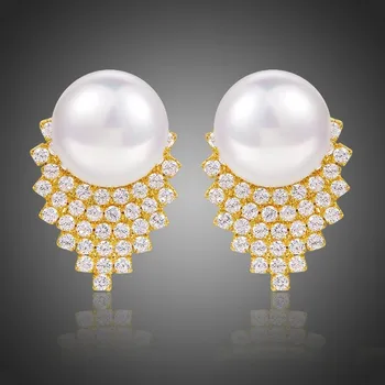 Náušnice Victoria Filippi Náušnice s perlou a zirkony Helena E0362 Bílá/čirá