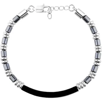 Náramek Manoki Ocelový náramek Simone - hematit BA1038 Černá 18,5 cm + 3 cm (prodloužení)