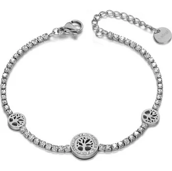 Náramek Victoria Filippi Stainless Steel Ocelový náramek se zirkony Amanda - strom života NRB19136/1 Stříbrná 16 cm + 4 cm (prodloužení)