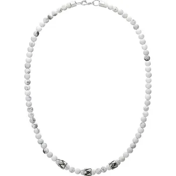 Náhrdelník Manoki Pánský korálkový náhrdelník Alain - 6 mm bílý Howlit X-WA577W/55 Bílá/čirá 55 cm
