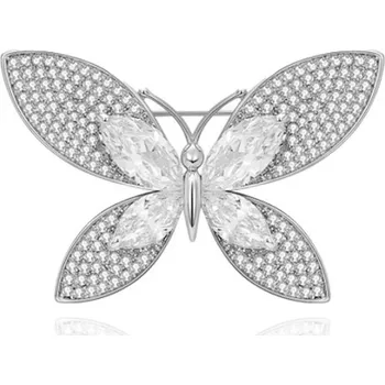 Brož Éternelle Luxusní brož s motýlem a zirkony B8145-XR13239 Stříbrná