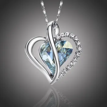 Náhrdelník Éternelle Náhrdelník Swarovski Elements True Love modrý - srdíčko NH1012-11140206230401/R Světle modrá 42 cm + 5 cm (prodloužení)