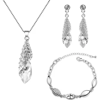 Souprava šperků Sisi Jewelry Souprava náhrdelníku, náušnic a náramku Swarovski Elements Elegance SET2030-AHSET4156(4) Bílá/čirá 40 cm + 5 cm (prodloužení)