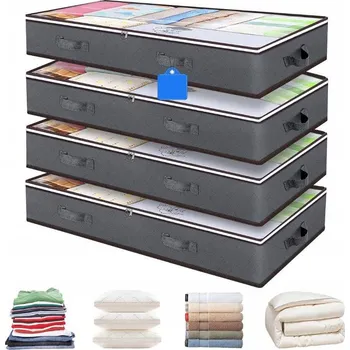 Úložný box 4 KS VELKÝ ORGANIZÉR ÚLOŽNÝ BOX POD POSTEL Na POVLEČENÍ, PEŘINY, HRAČKY