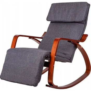 Houpací křeslo tmavě šedé s hnědým rámem