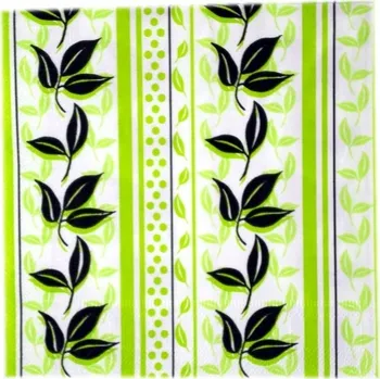 Papírový ubrousek Třívrstvé ubrousky 33x33 cm - vzor Zelené Lístky, 20 ks