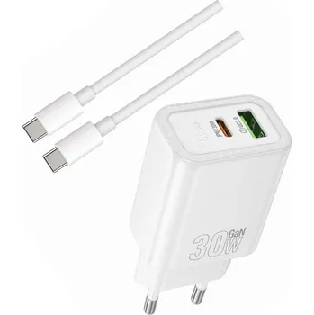 Rychlá USB-C GaN nabíječka 30W s dlouhým 2m kabelem pro Samsung Galaxy A35 5G