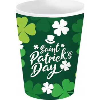Party nádobí Papírové kelímky Den svatého Patrika 240 ml. Kelímky Svatý Patrik 6 Ks.