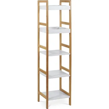 Komoda Regál JUSTIN III — bambus, MDF, přírodní / bílá