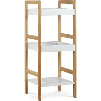 Komoda Regál JUSTIN — bambus, MDF, přírodní / bílá