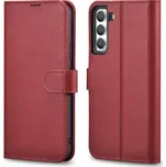 iCarer Haitang Leather Wallet Case skórzane etui do Samsung Galaxy S22+ (S22 Plus) portfel obudowa pokrowiec czerwony (AKSM05RD)